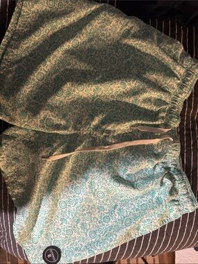 Islandhaze Men's Light Teal and White Swim Trunks